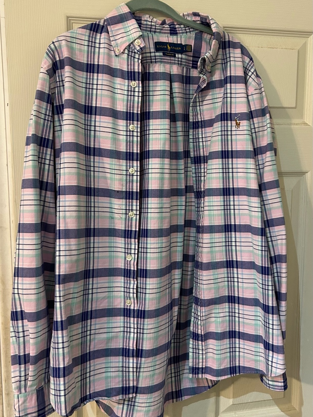 Ralph Lauren Pink, Navy & Light Blue Plaid Button-Down Shirt